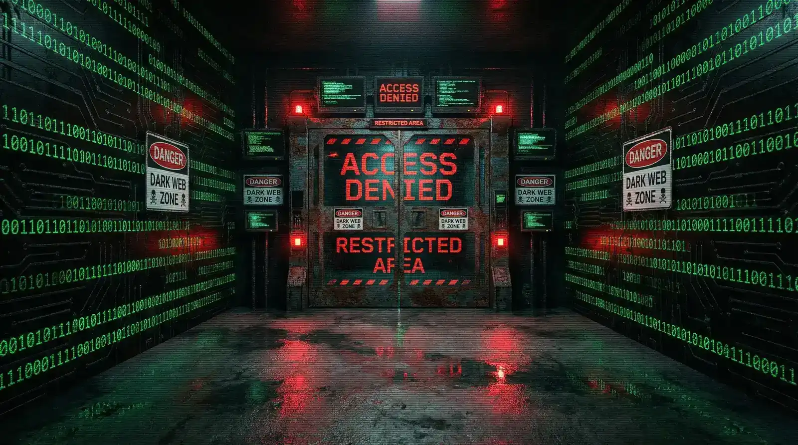 91暗网 禁区数字大门与警告标识