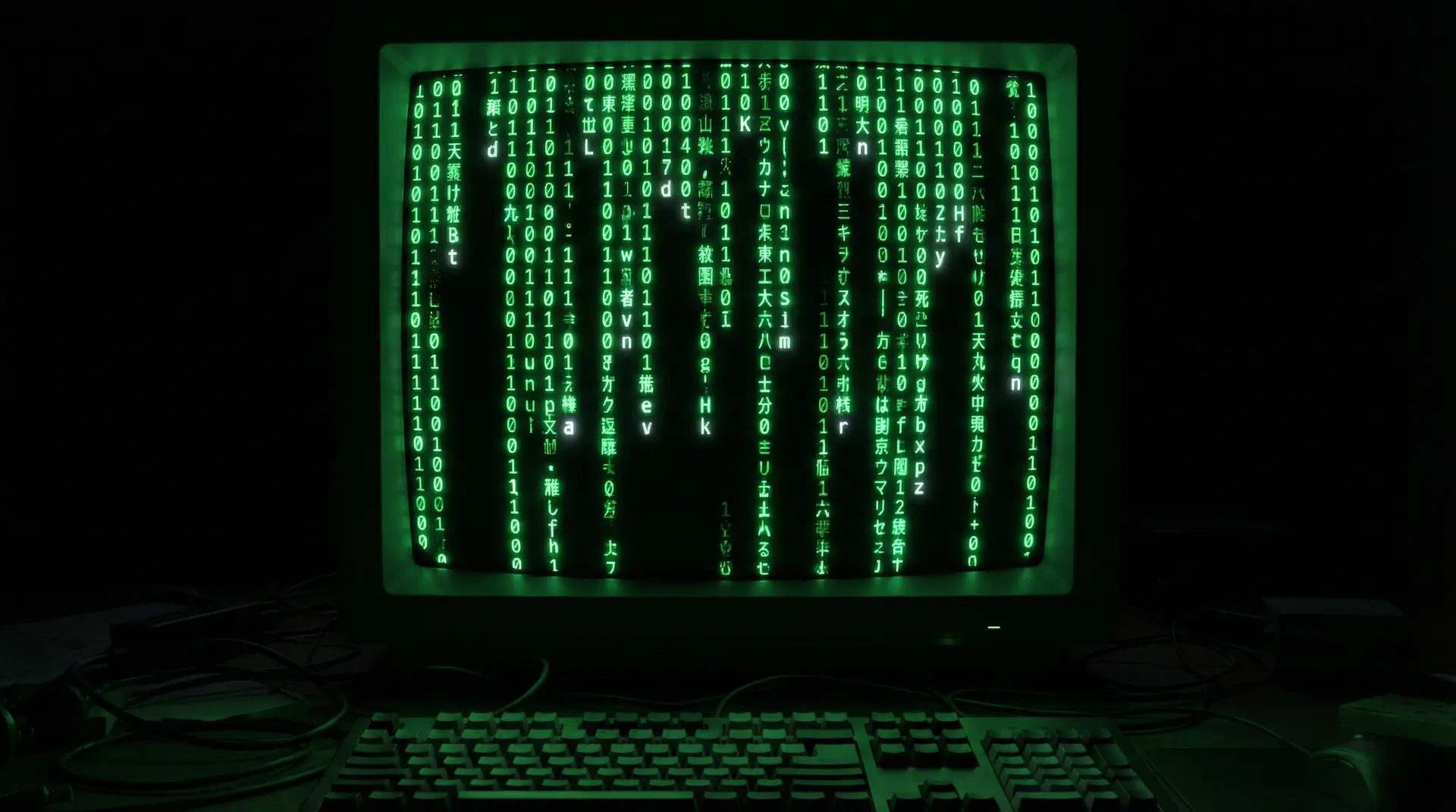 91暗网 矩阵代码雨终端背景